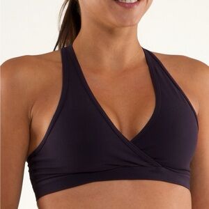Lululemon Not So Deep V Neck Racerback Mesh Sports Bra Size 6/8 Purple